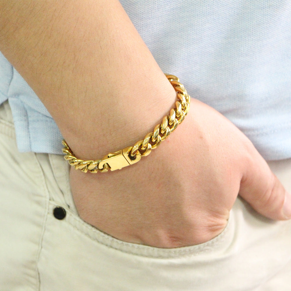8mm 10mm Silver & Gold Cuban bracelet