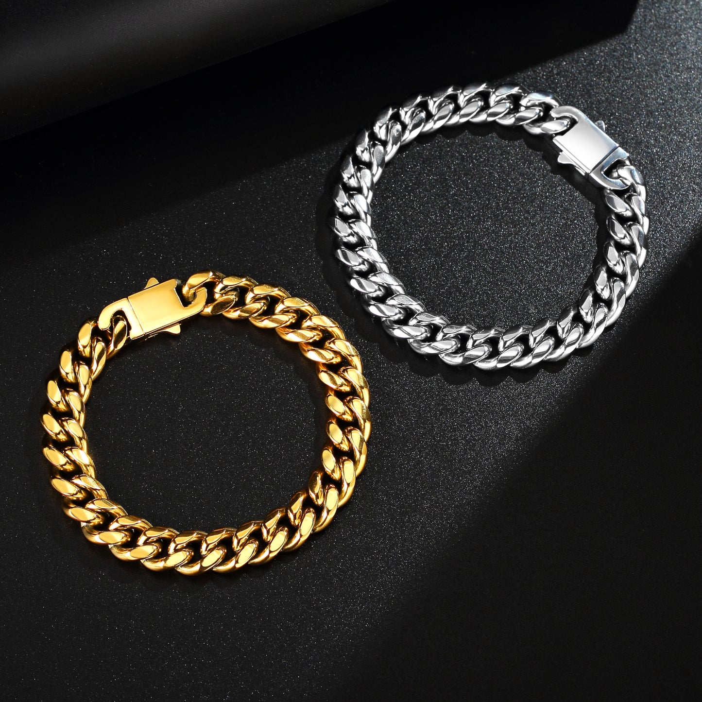 8mm 10mm Silver & Gold Cuban bracelet