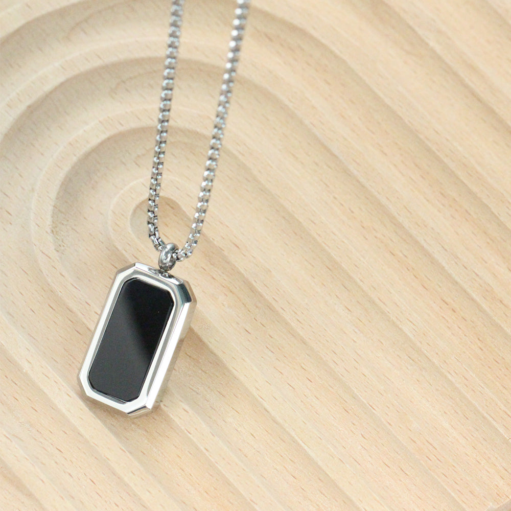 Real Black Square Onxy Necklace