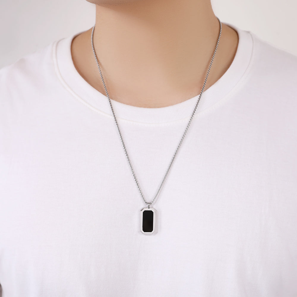 Real Black Square Onxy Necklace