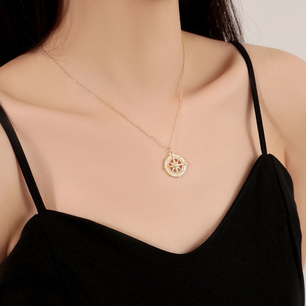 925 Sterling Silver Compass Necklace