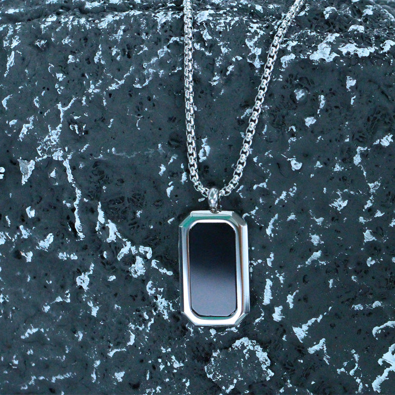 Real Black Square Onxy Necklace
