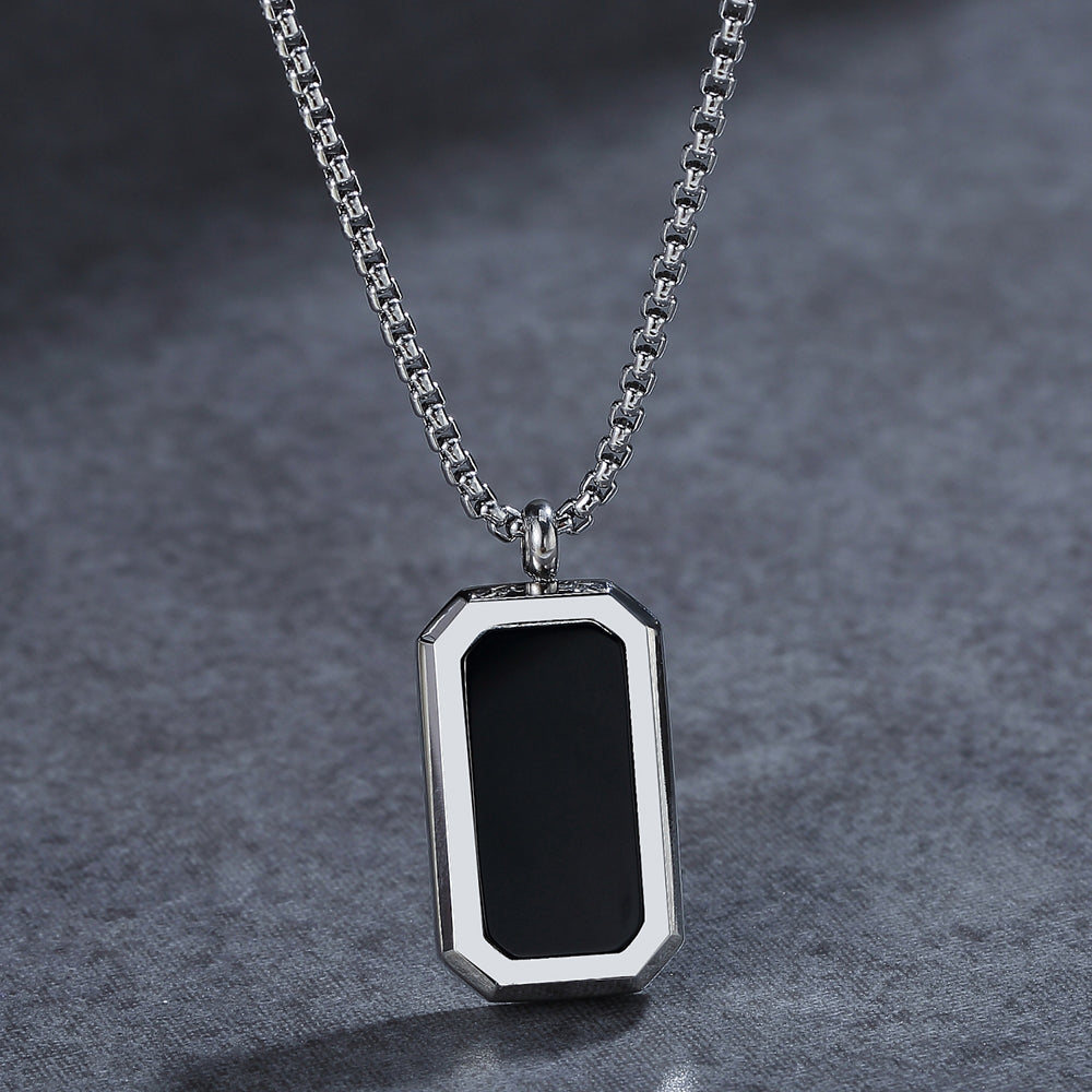 Real Black Square Onxy Necklace